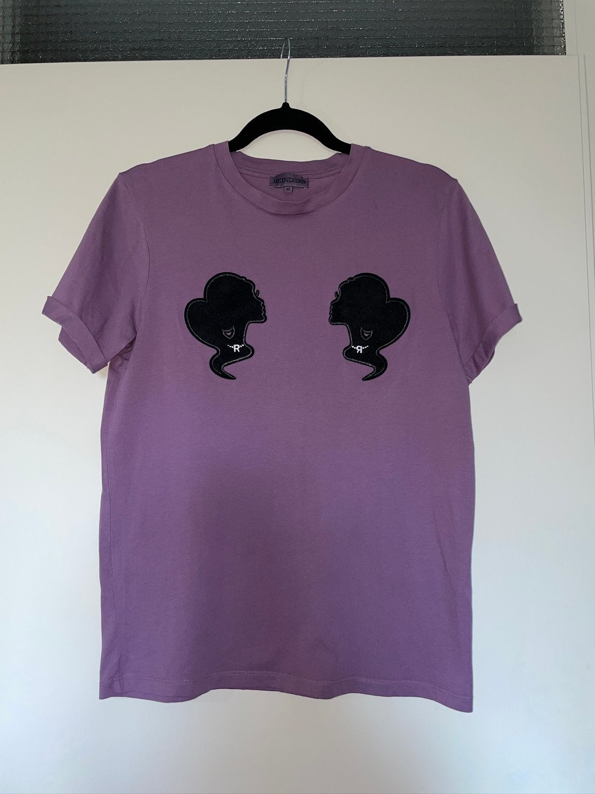 Reinders paars maeve zwarte head logo t-shirt top mt xs, Paars, Ophalen of Verzenden, Zo goed als nieuw, Korte mouw
