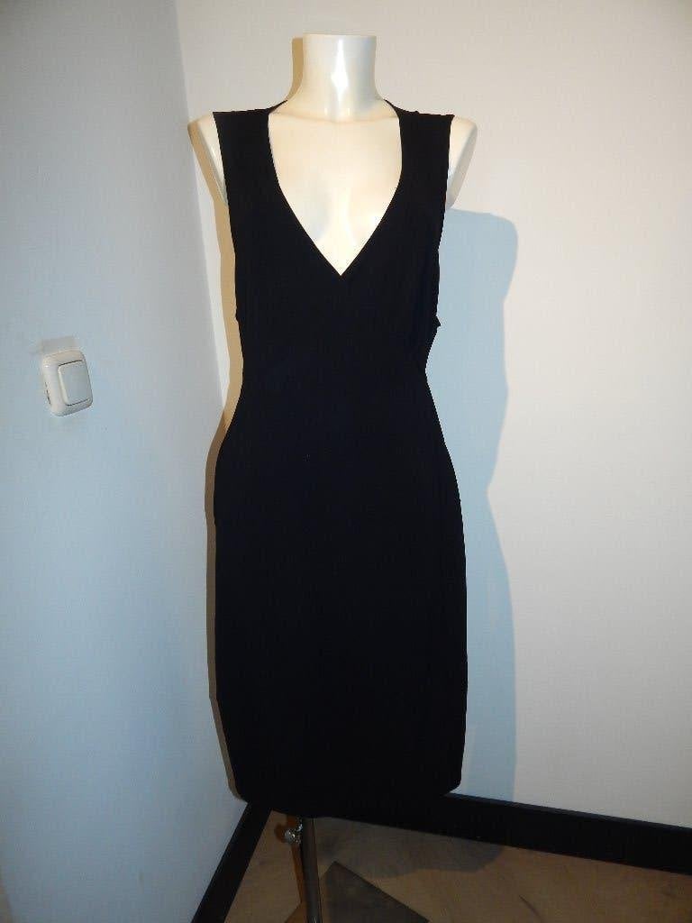 Oska zwarte wrapdress overslag jurk diepe v hals mt 40, Maat 38/40 (M), Verzenden, Zwart, Zo goed als nieuw