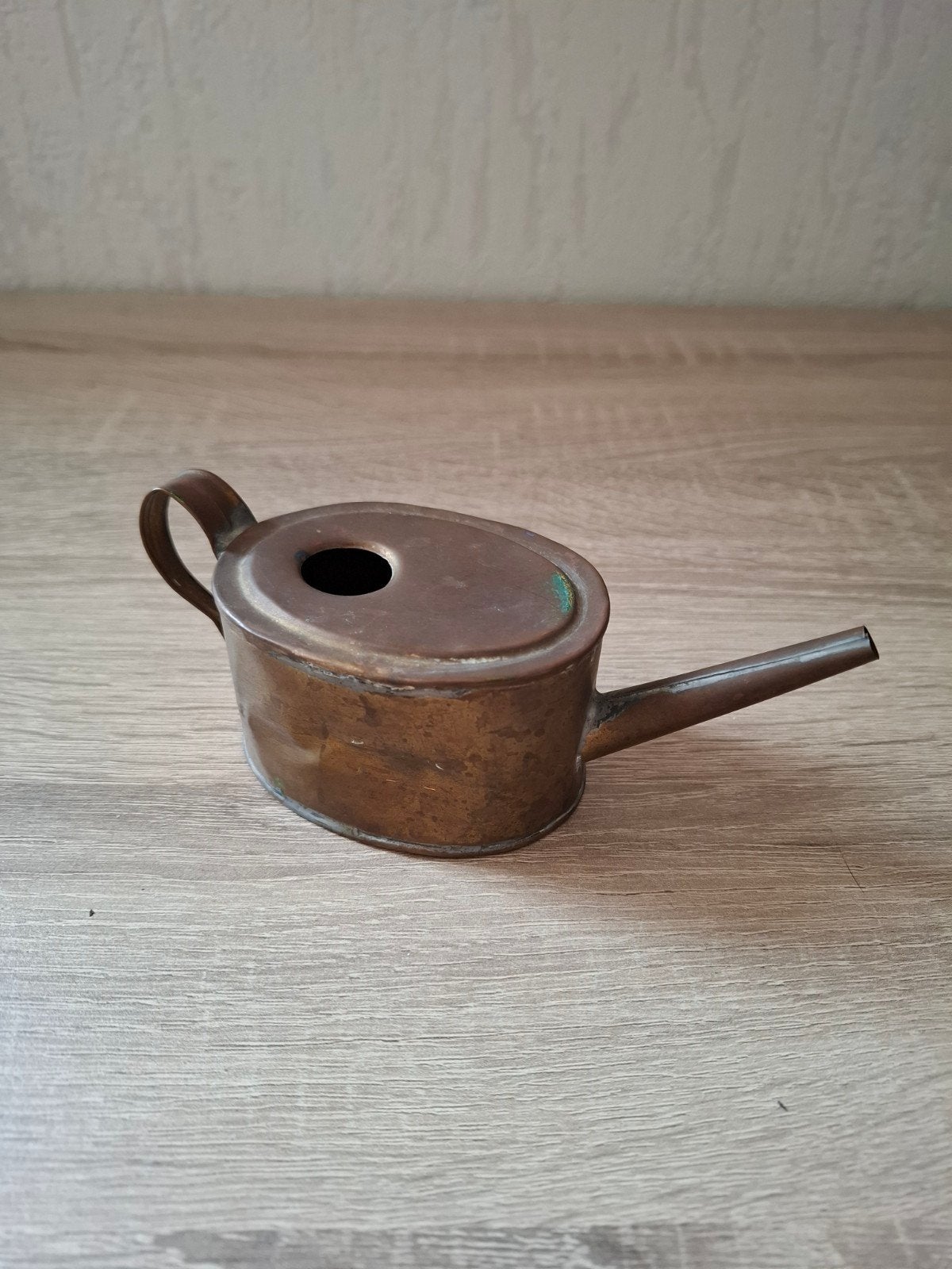 Antieke Koperen Oliekan - Vintage Smeerkan, Antiek en Kunst, Ophalen of Verzenden