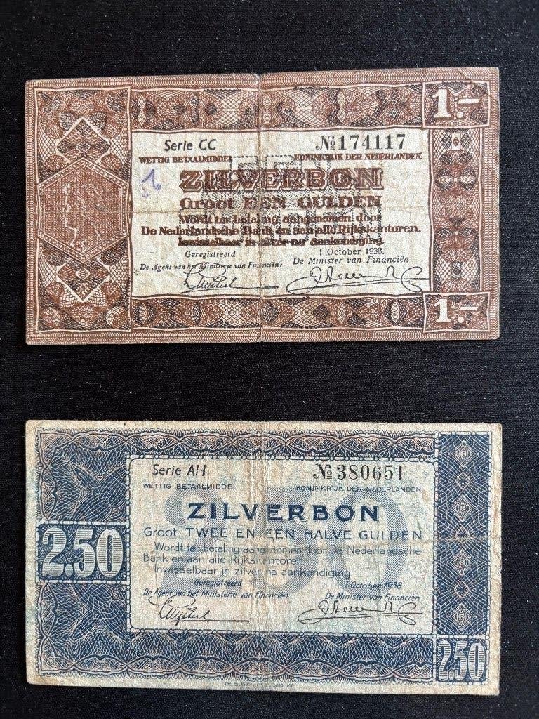 1 gld 1938 & 2,5 gld 1938, Verzenden, 1 gulden, Setje