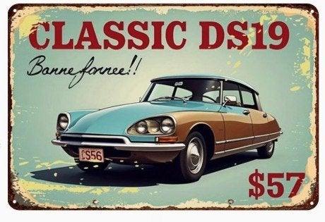 Metalen wandbord met de afbeelding van een CITROËN DS19., Verzenden, Nieuw, Auto's