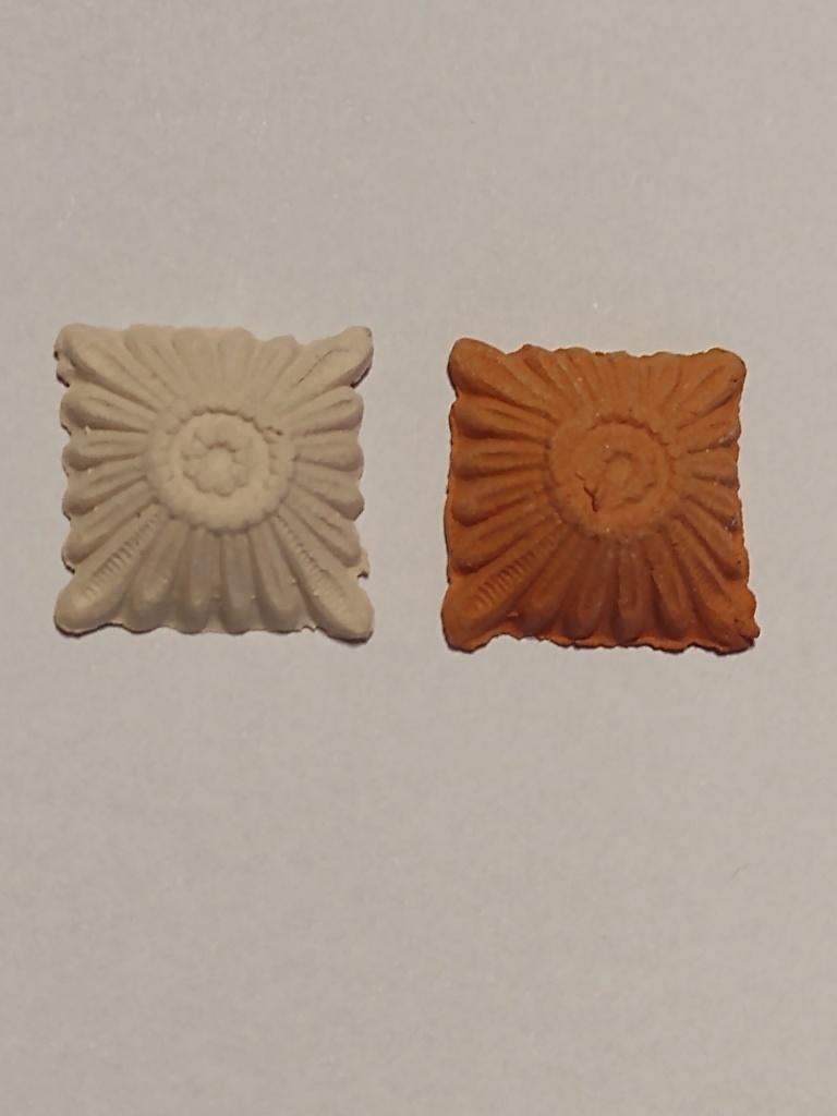 vierkant keramisch ornament in creme of terra, Ophalen, Nieuw, Decoratie