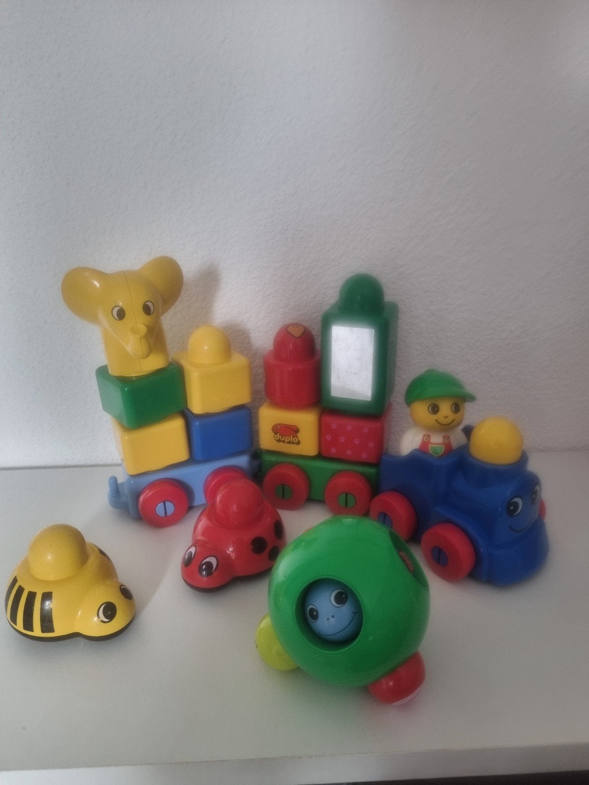 lego primoset, met kiekeboebal, trein en 2 rijdende beestjes, Ophalen of Verzenden, Gebruikt