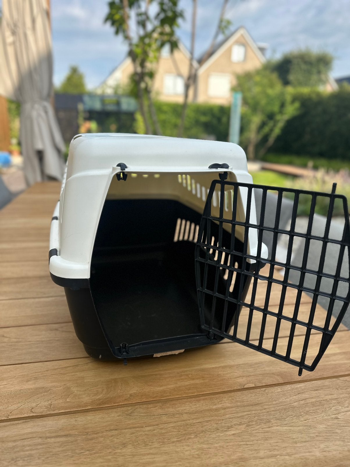 Beeztees Reismand / Transportbox Kat, Konijn – Wit/Antraciet, Verzenden, Zo goed als nieuw