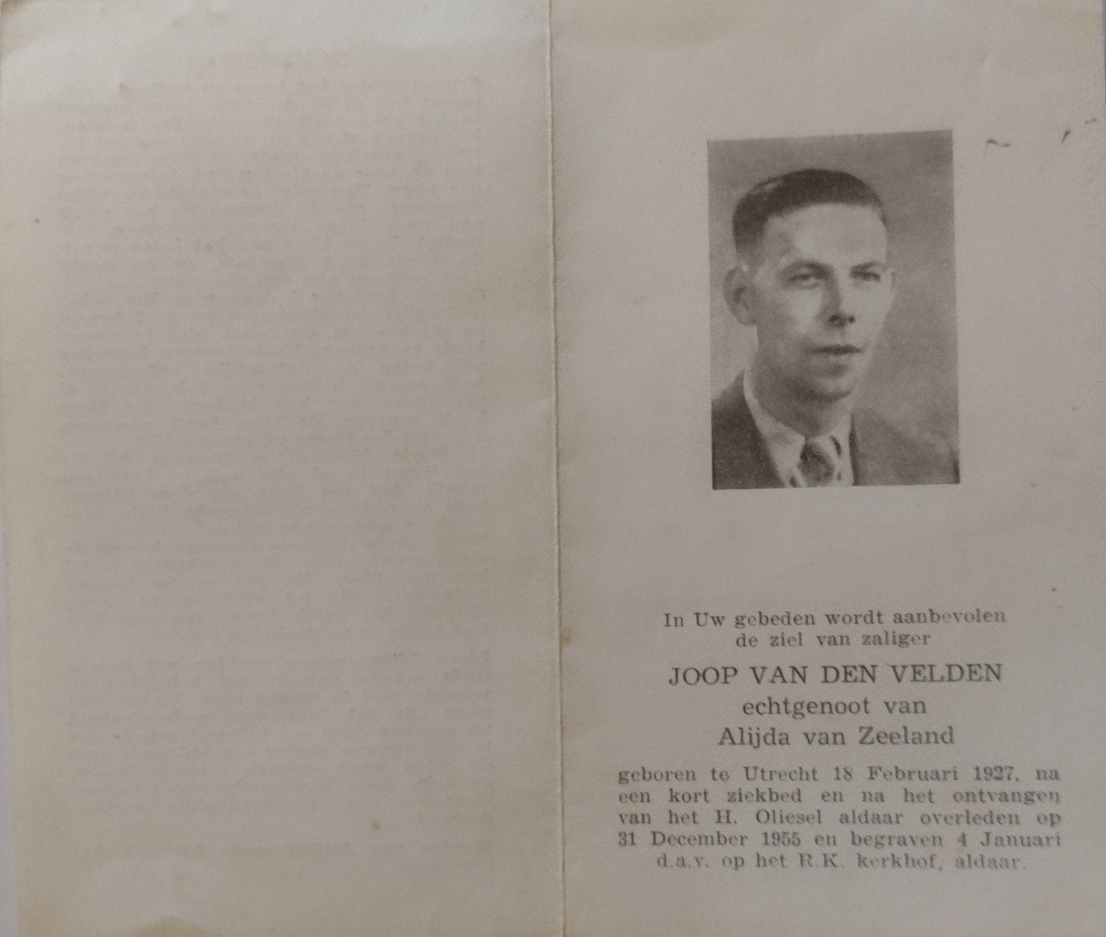 Joop van der velden-utrecht 1955, Ophalen of Verzenden
