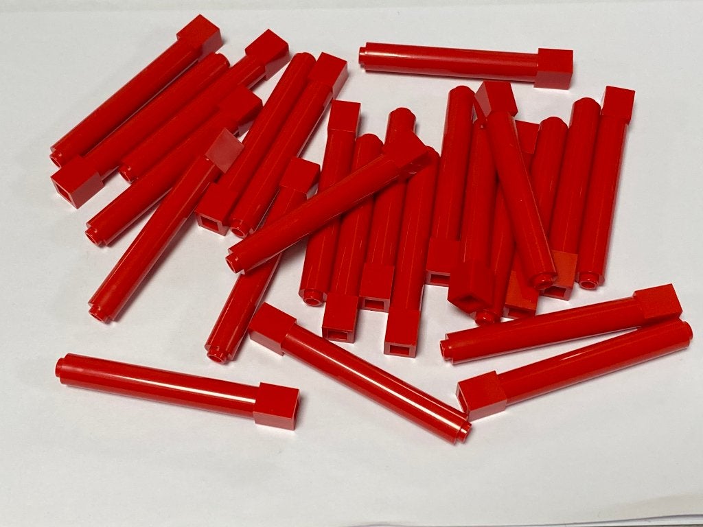 Partij 25x nieuwe Lego 1x1x6 pilaar steunen, diverse kleuren