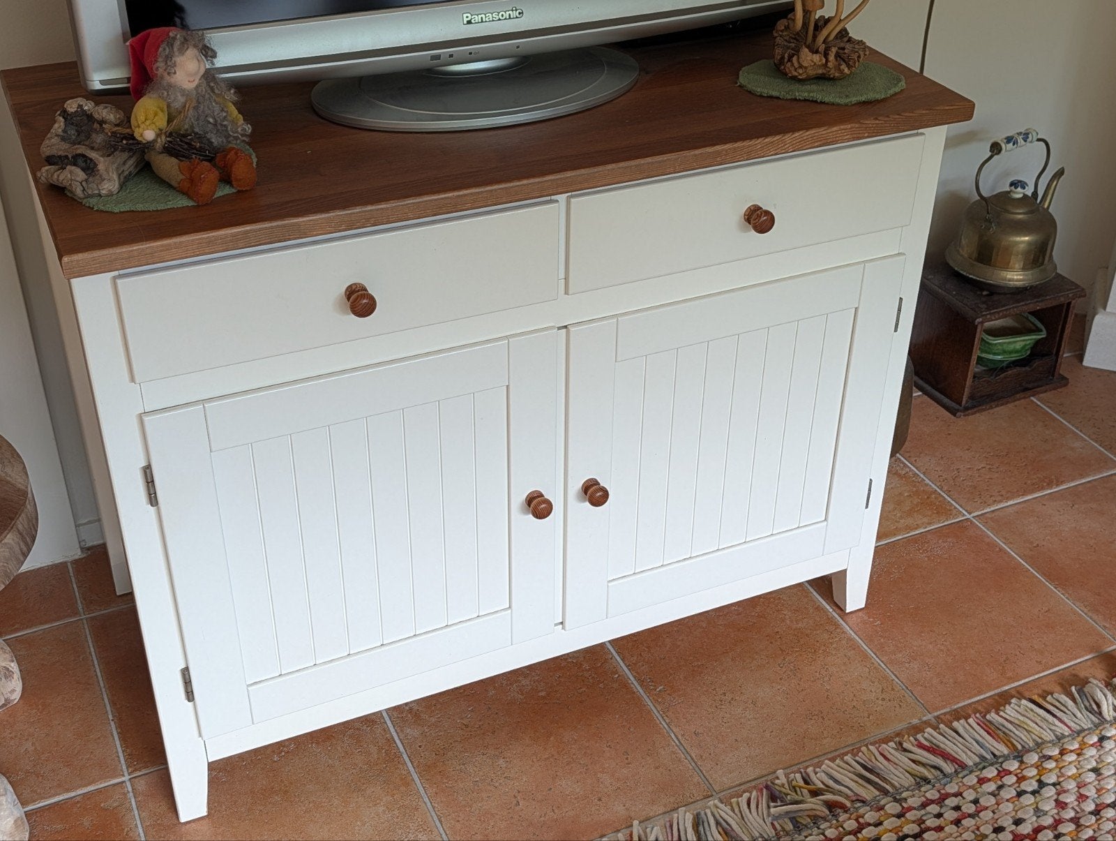 Ikea TV kastje wit met houten blad - Gratis af te halen, Ophalen, Gebruikt, 50 tot 100 cm, Minder dan 100 cm