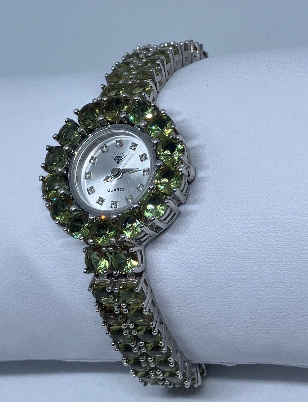 Zilveren Horloge 925 met Lab-Made Zultaniet (kleurveranderen, Gebruikt, Polshorloge, Overige materialen, Ophalen of Verzenden
