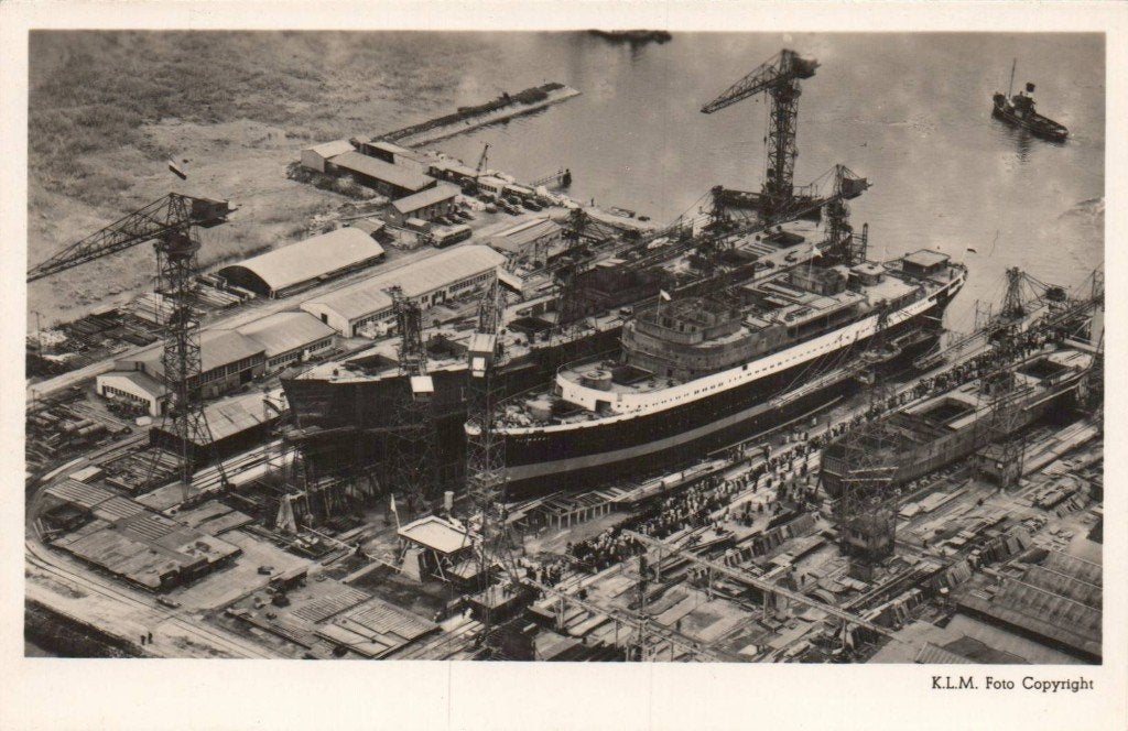 KLM, Krimpen a/d IJssel, te waterlating ms Tjiwangi, Ophalen of Verzenden, Voor 1920, Zuid-Holland