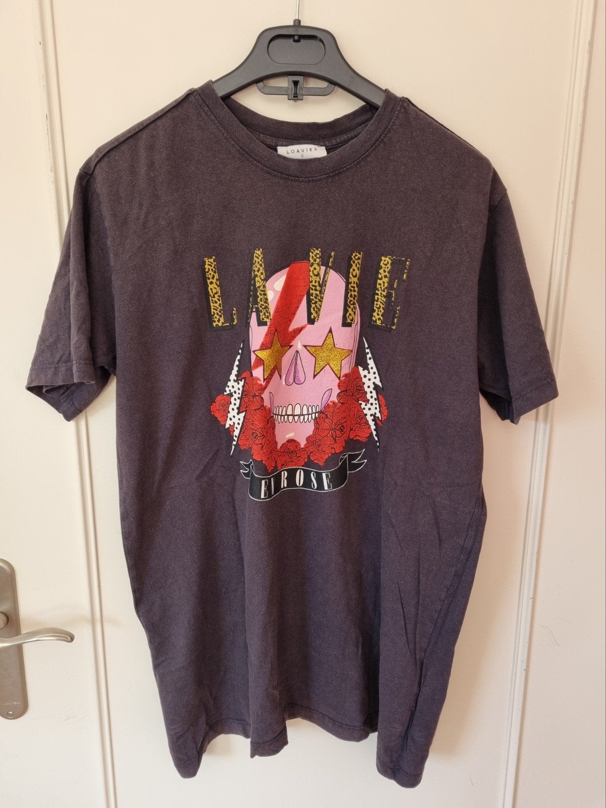 Loavies T-shirt met schedelprint - Maat S, Zwart, Ophalen of Verzenden, Loavies, Korte mouw