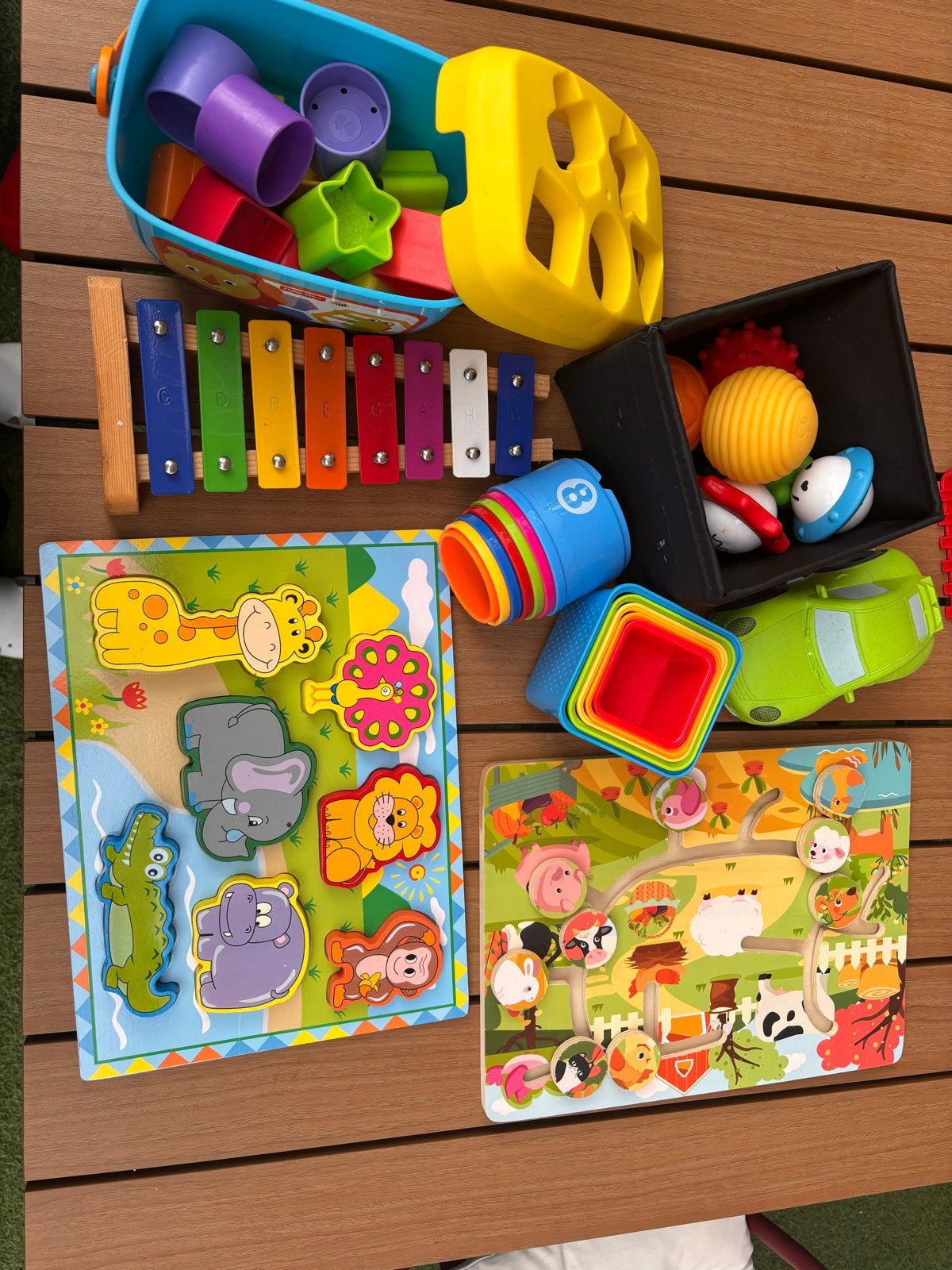 Fisher Price set babyspeelgoed: puzzel,xylofoon, vormenstoof, Ophalen of Verzenden, Gebruikt, Overige typen
