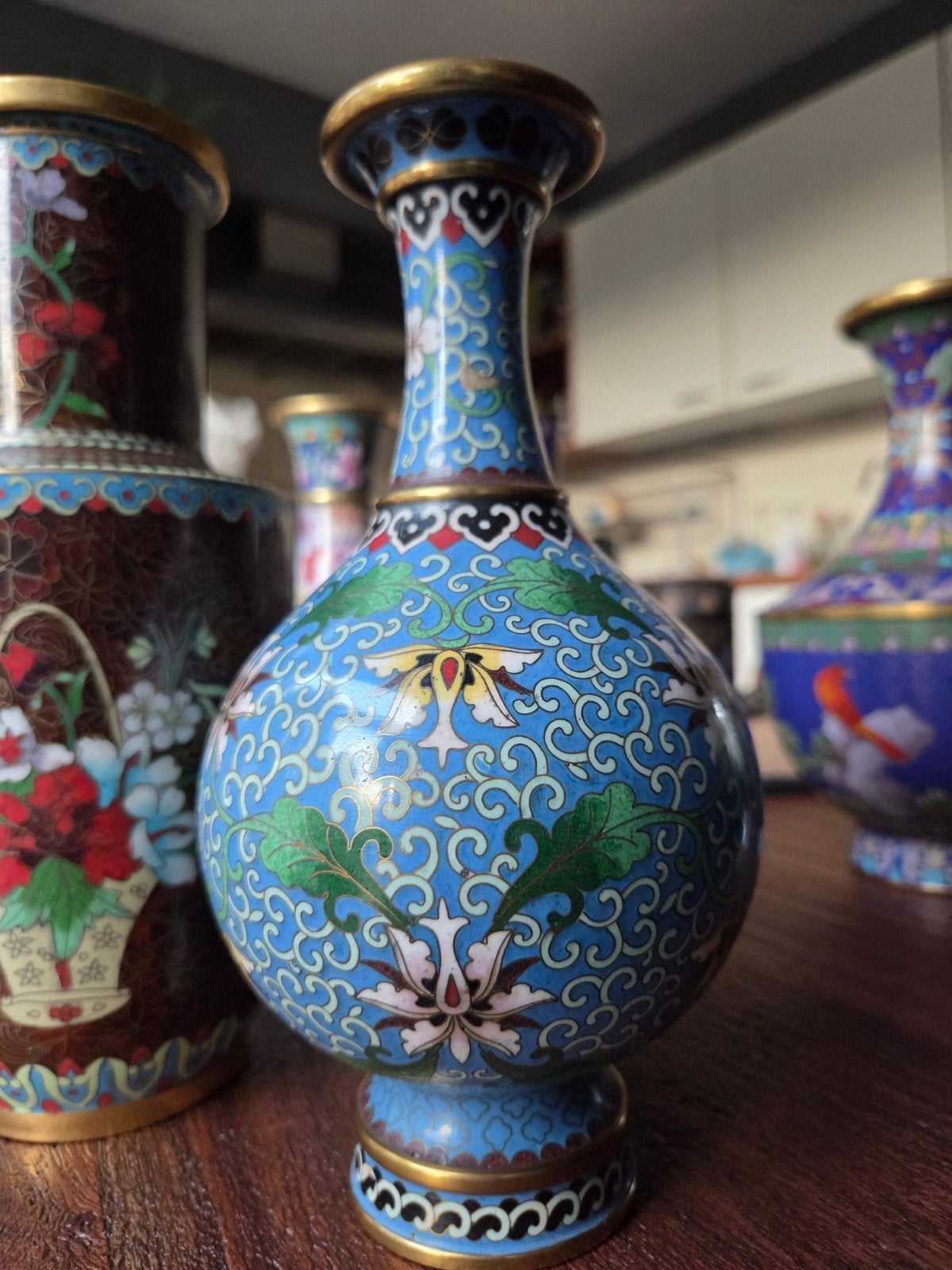 Set van 2 Antieke Chinese Cloisonné Vazen, Ophalen of Verzenden