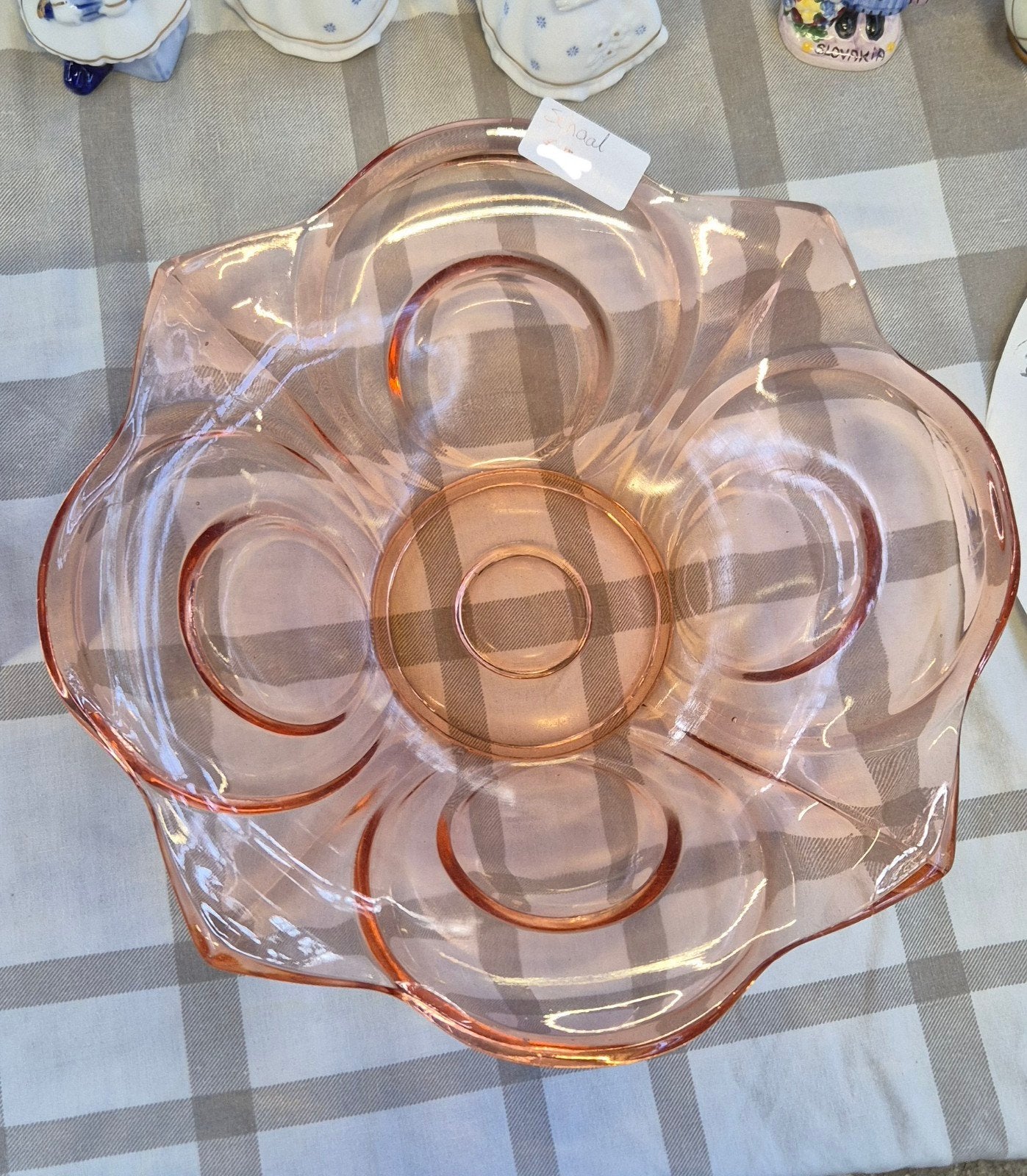 Vintage roze glazen schaal - ca. 30cm, Ophalen of Verzenden