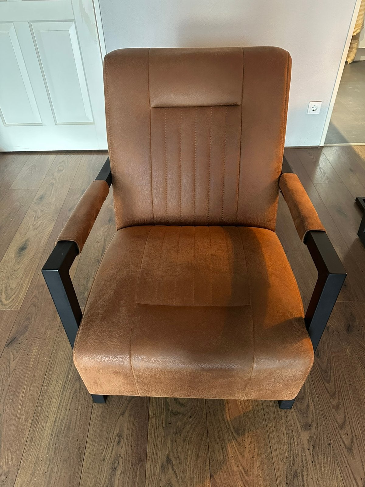 Cognac kleurige Fauteuil, Ophalen, Zo goed als nieuw, 75 tot 100 cm, 50 tot 75 cm