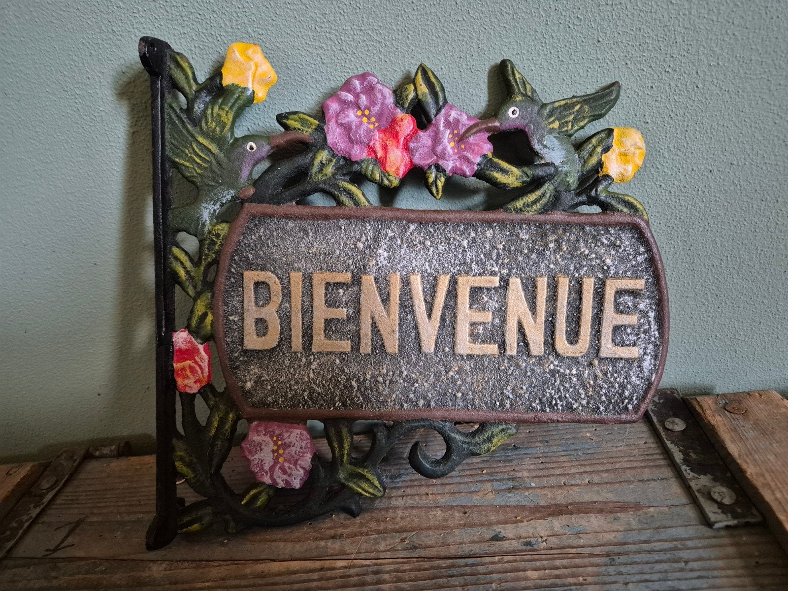 Gietijzeren uithangbord Frans BIENVENUE, Ophalen of Verzenden