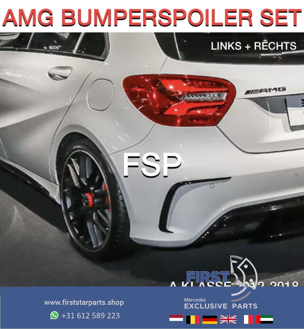 W176 FACELIFT A45 AMG SPOILER L/R AERO PAKKET Mercedes A Kla, -, -, -