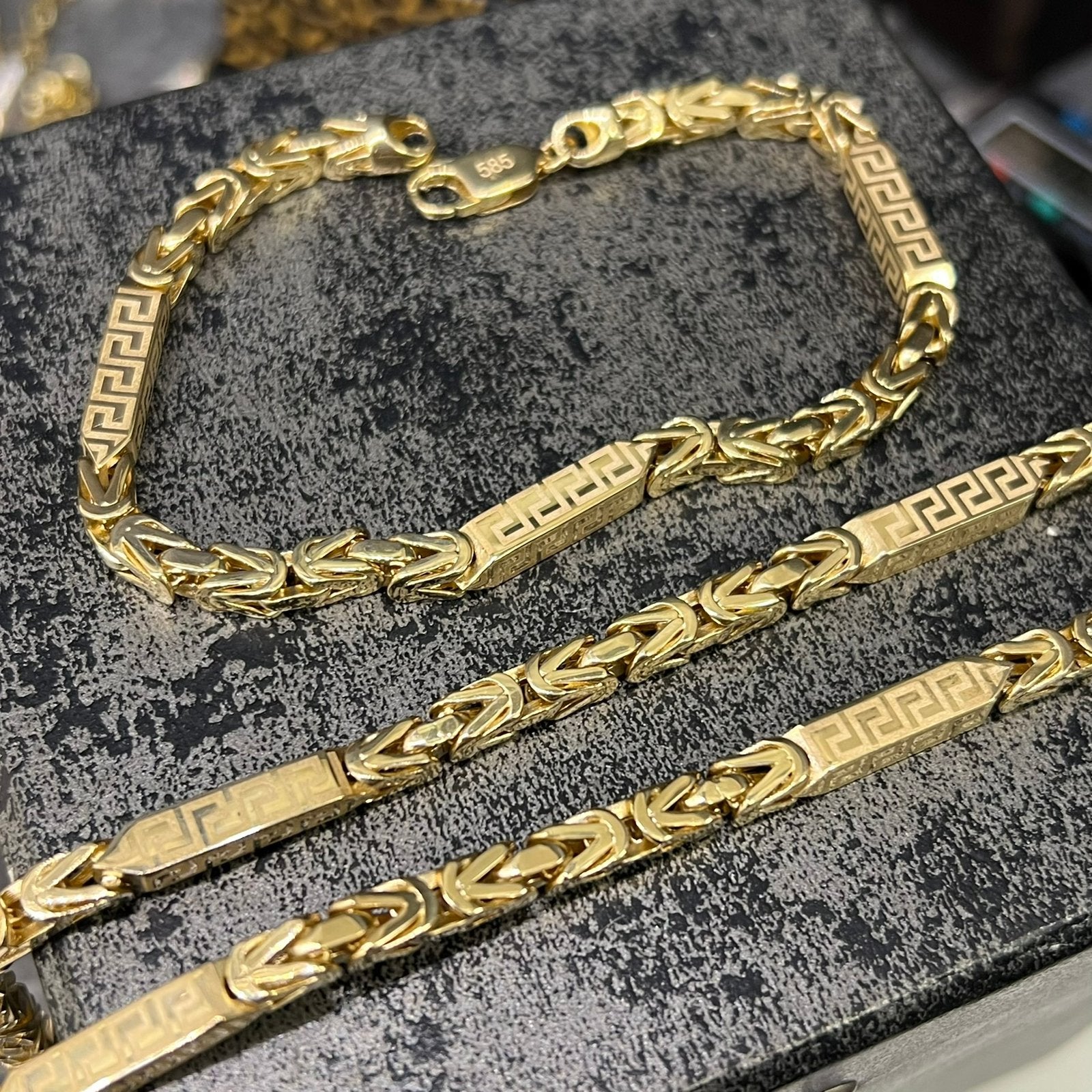 14 karaat gouden koningsketting met armband nieuw, Ophalen of Verzenden, Nieuw, Goud