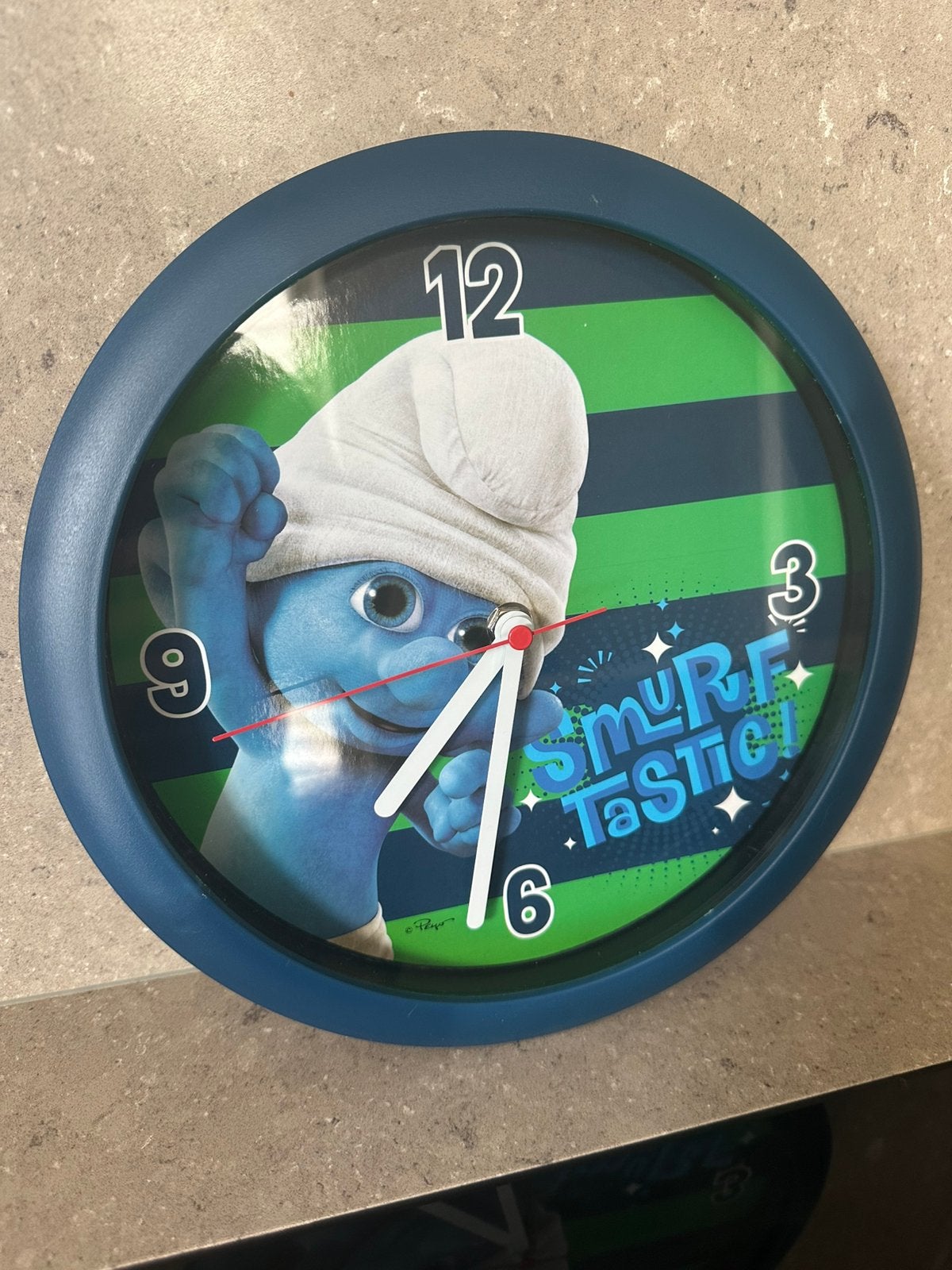 Smurfen wandklok, Ophalen of Verzenden, Zo goed als nieuw, Wandklok