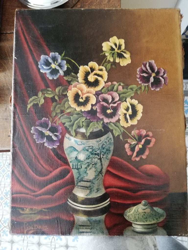 Schilderij op doek prachtige bloemen, diepe heldere kleuren, Antiek en Kunst, Kunst | Schilderijen | Klassiek, Ophalen, Olieverf