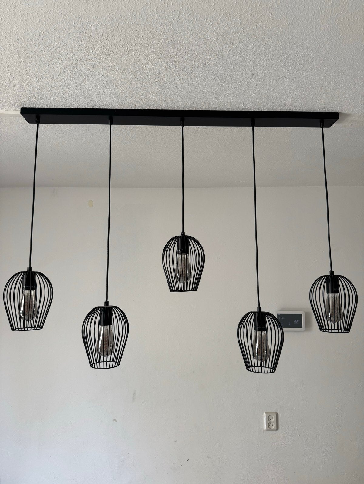 Luxe hanglamp met Edison spiraal - 2 maanden gebruikt!, Ophalen, Zo goed als nieuw, Metaal, E27 (groot)
