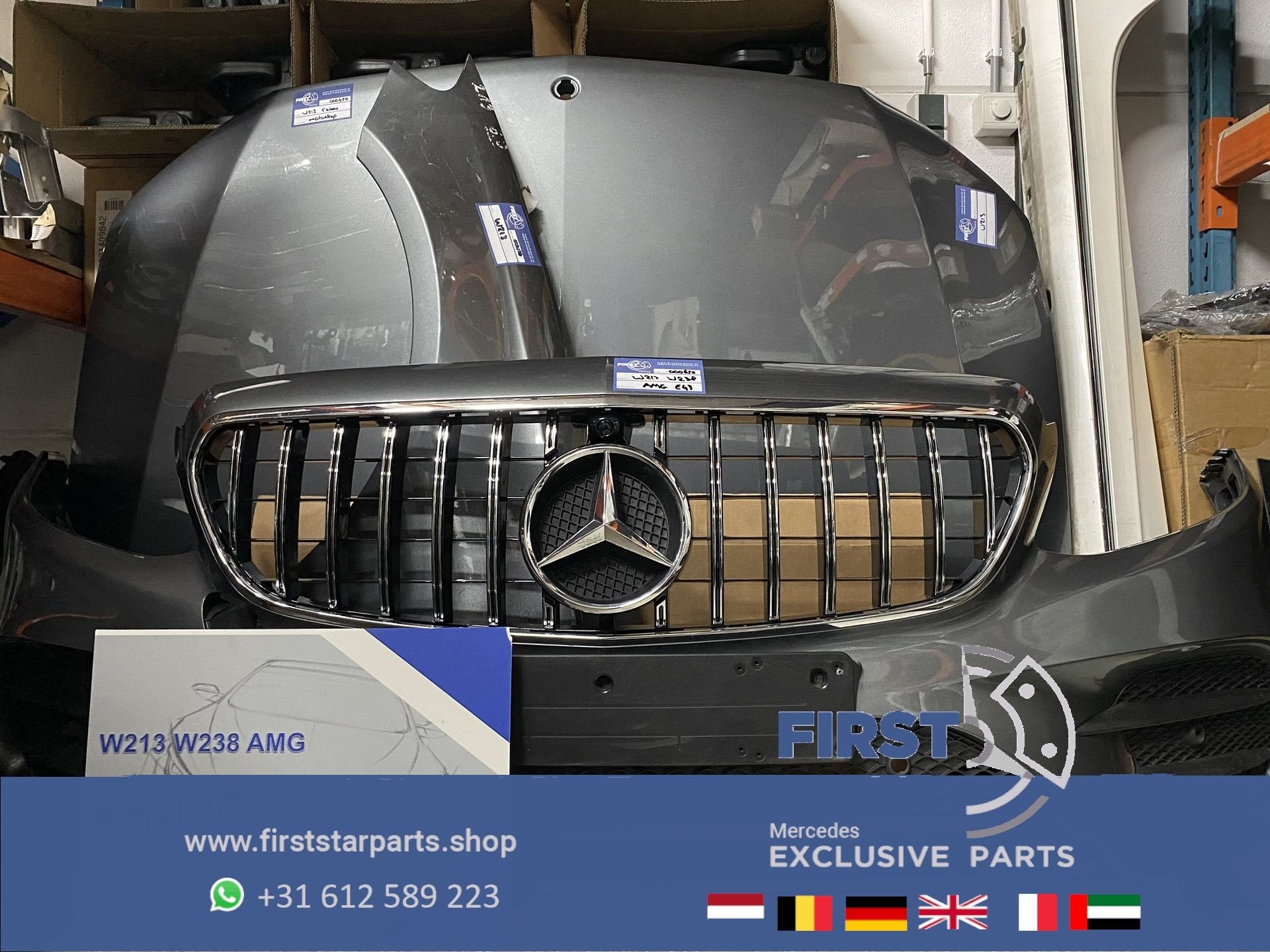 W213 S213 W238 AMG VOORKOP ZWART WIT GRIJS COMPLEET Mercedes, Gebruikt, -, Voor, Ophalen of Verzenden