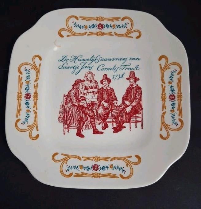 gebaksbordje vierkant 15 x 15 cm., Antiek en Kunst, Ophalen of Verzenden