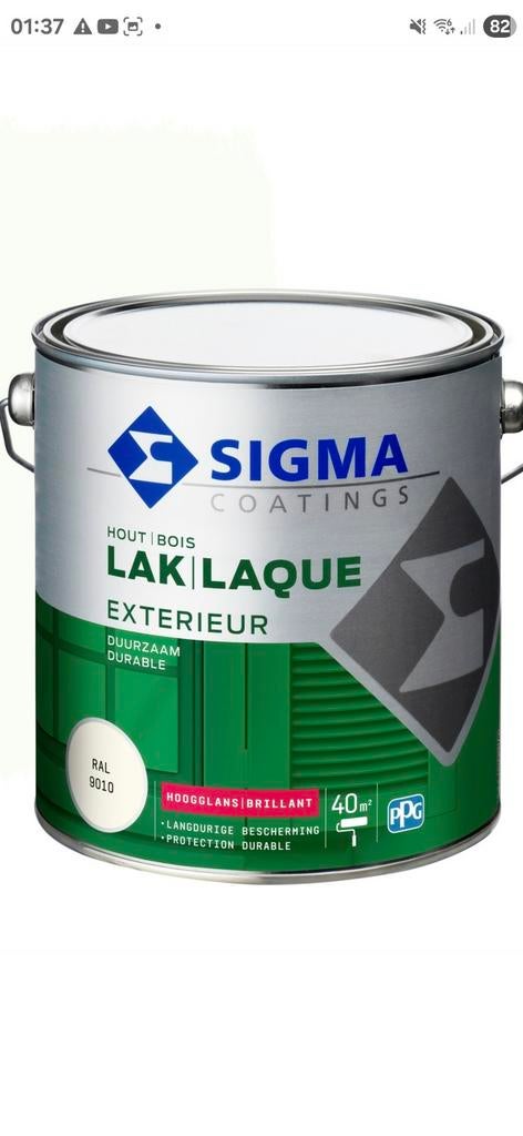 2 en halve L sigma en 2.5 L sikkens buitenlak 9010 .., Ophalen of Verzenden, Nieuw, Wit