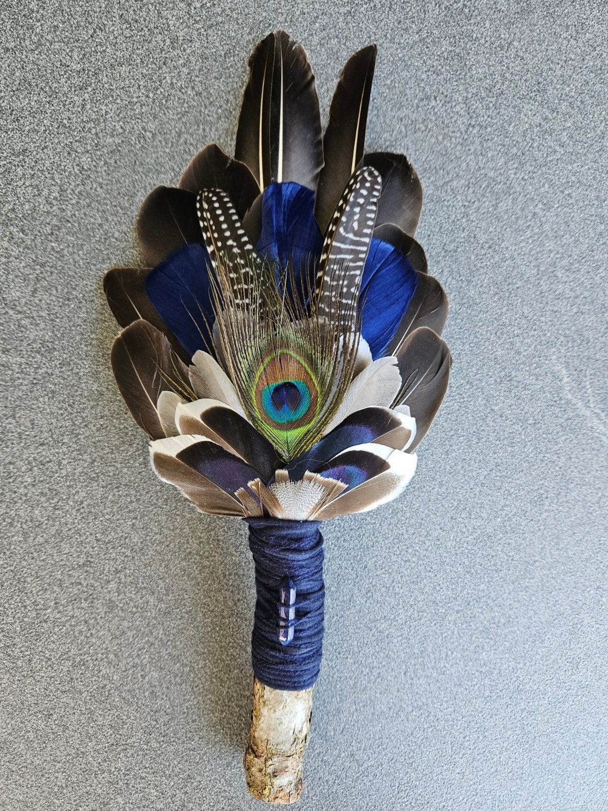 Smudge feathers lapis lazuli veren waaier pauwenveer reiki, Ophalen of Verzenden