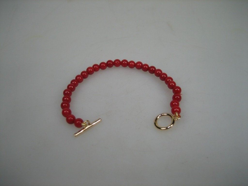 Antiek Bloedkoralen Baby armbandje met 14 krt kapittelstokje