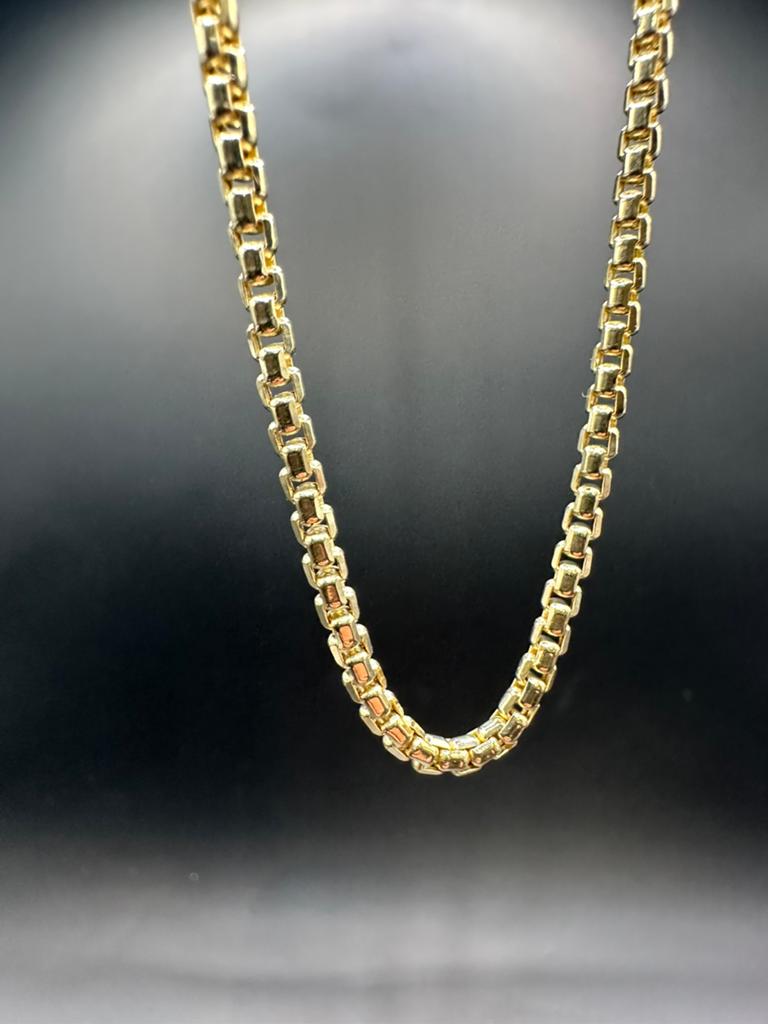 14k Gouden Massieve Box Ketting - 65 cm, Sieraden, Tassen en Uiterlijk, Kettingen, Ophalen of Verzenden, Nieuw, Goud