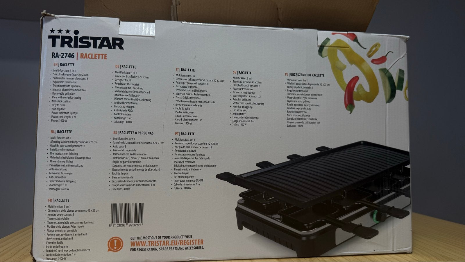 Tristar gourmetset/raclette voor 8 personen - gratis af te h, Ophalen, Zo goed als nieuw, 8 personen of meer