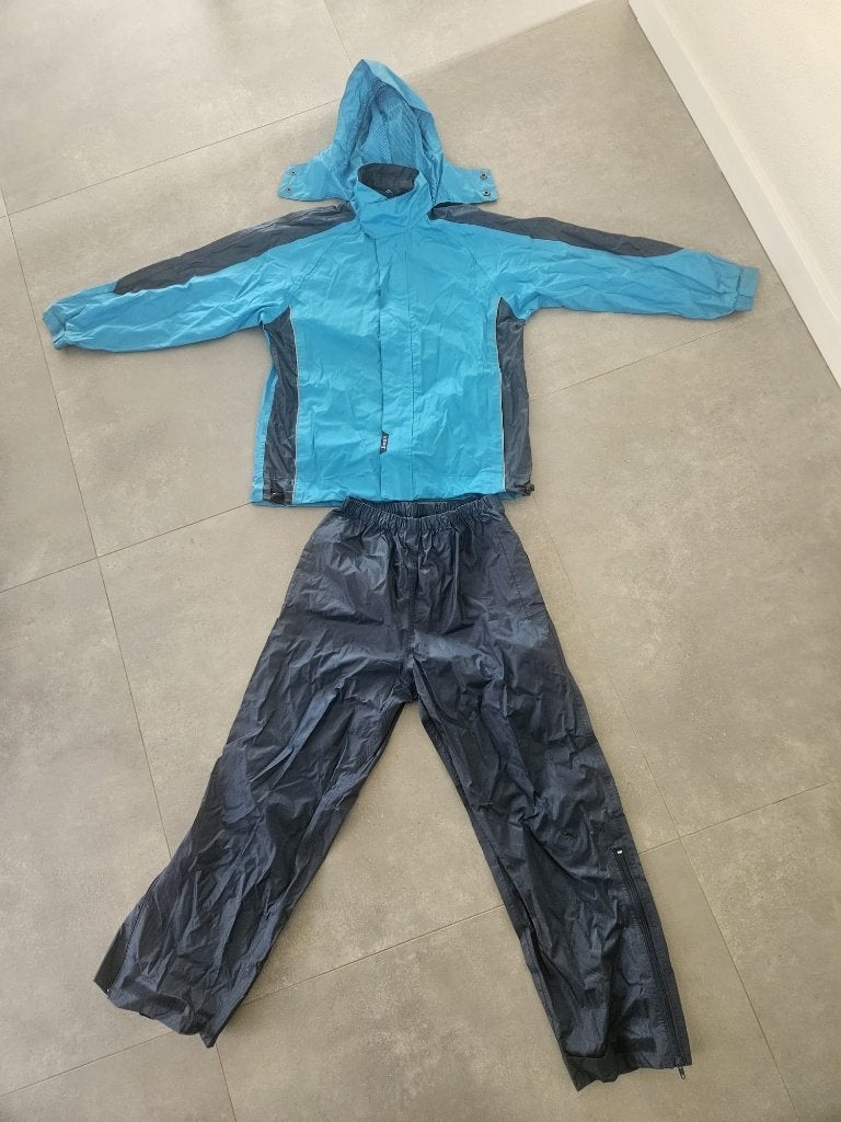 Kinder regenpak maat 152 blauw incl. opbergzak, Ophalen of Verzenden, Gebruikt, Regenpak, Kinderen