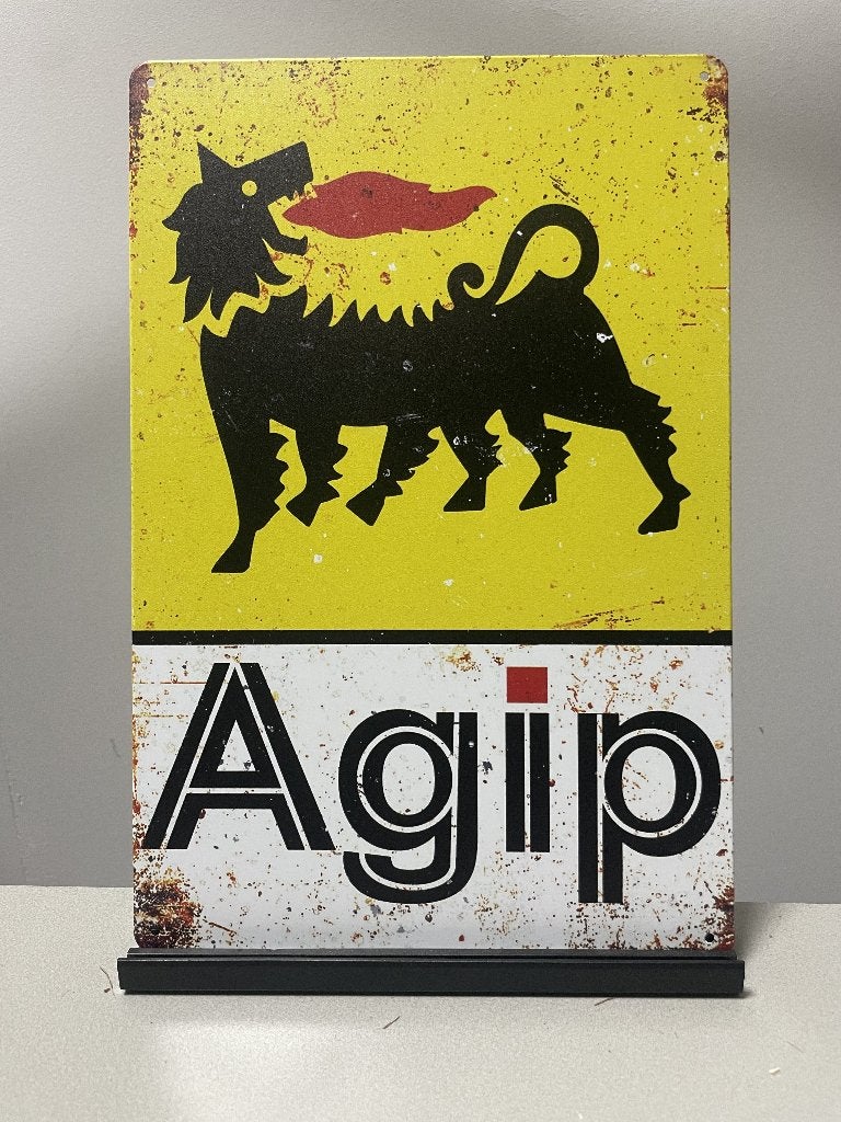 AGIP metalen reclamebord / wandbord (old Look), Verzamelen, Www.pand50.nl, Reclamebord, Printerr 29b Coevorden, Nieuw