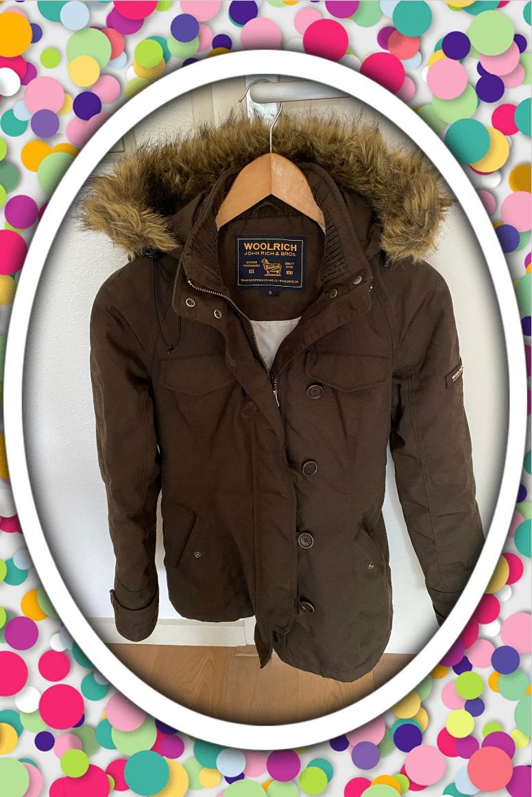 Z.g.a.n. Woolrich bruine winterjas maat S, Ophalen of Verzenden, Zo goed als nieuw, Maat 36 (S), Bruin