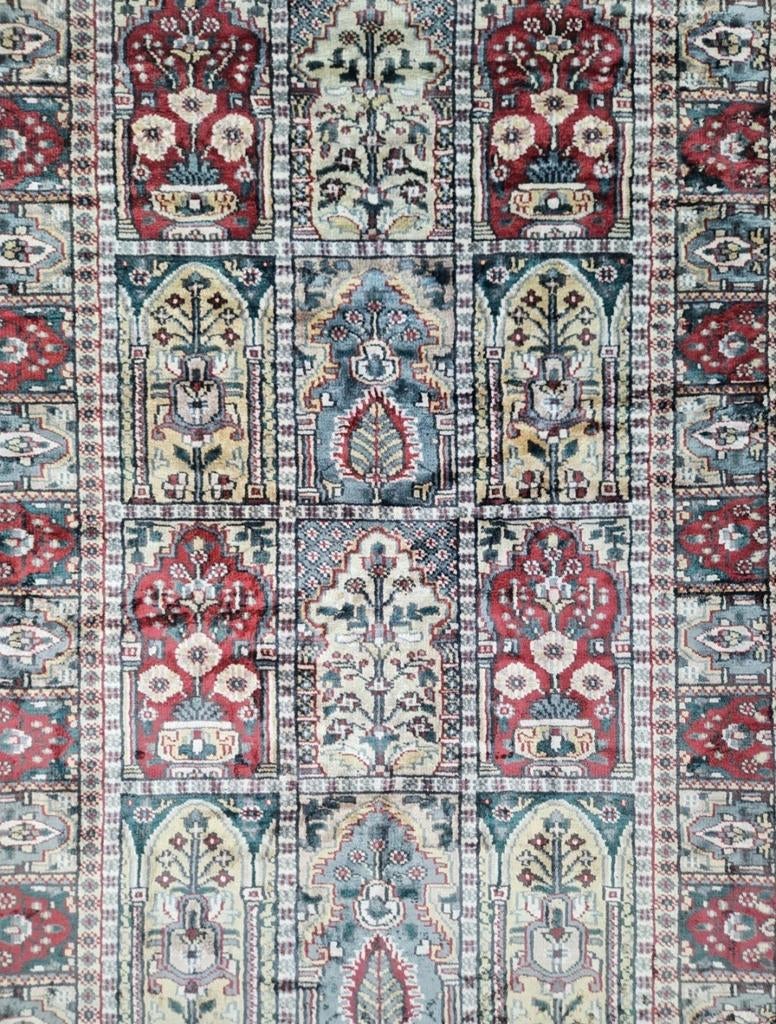 Handgeknoopt Perzisch zijde Kashmir tapijt blue 120x195cm, 100 tot 150 cm, Onbekend, Ophalen of Verzenden, Zo goed als nieuw