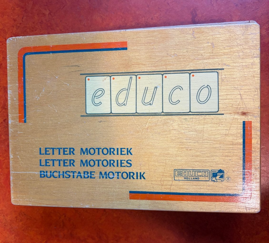 Educo Letter Motoriek - Houten doos met letterkaarten, Ophalen of Verzenden, Gebruikt, Taal en Lezen