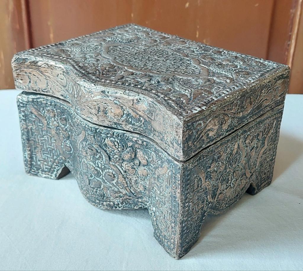 Zilveren sieraden kistje Tunesië bewerkt doos, Antiek en Kunst, Ophalen of Verzenden, Zilver