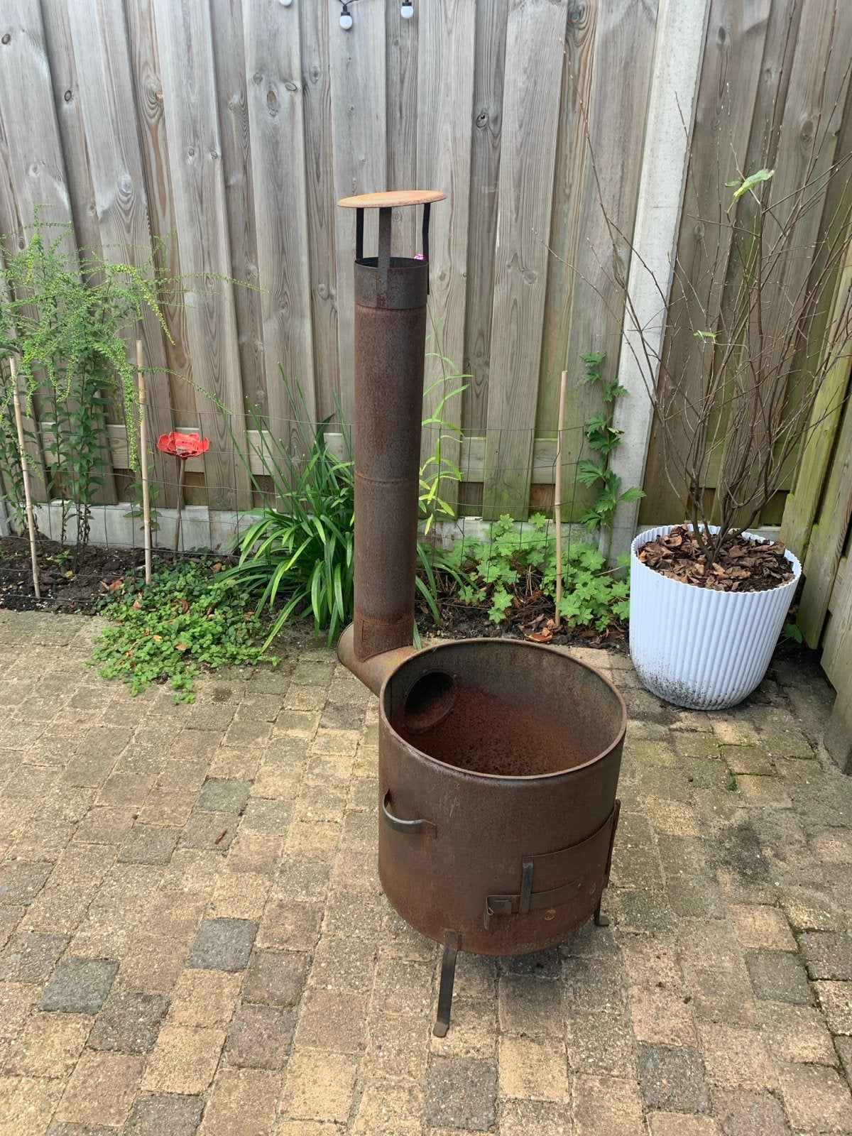 Robuuste vuurton met schoorsteen en paellapan, Ophalen, Gebruikt, Vuurton