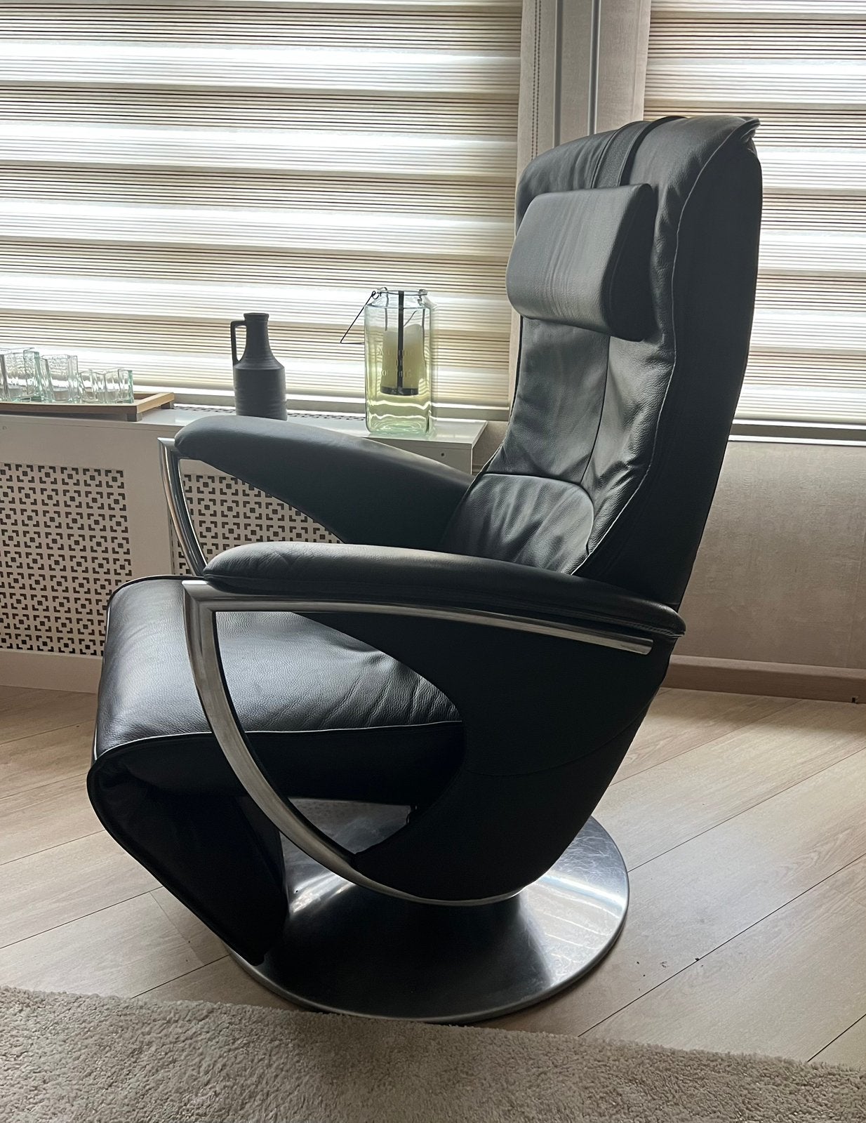 Prominent Relaxstoel.zeer mooi!, Ophalen, Zwart, Leer, Zo goed als nieuw