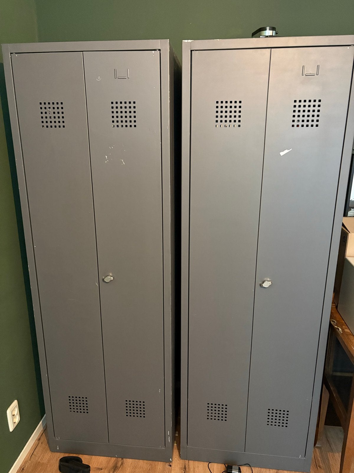 Set van 2 metalen lockers/kasten - Grijs, Ophalen, Gebruikt