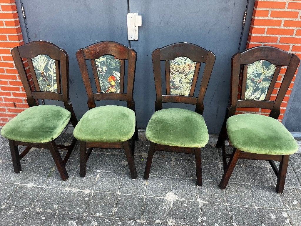 Set van 4 stevige eetkamerstoelen, Ophalen, Gebruikt, Bruin, Landelijk
