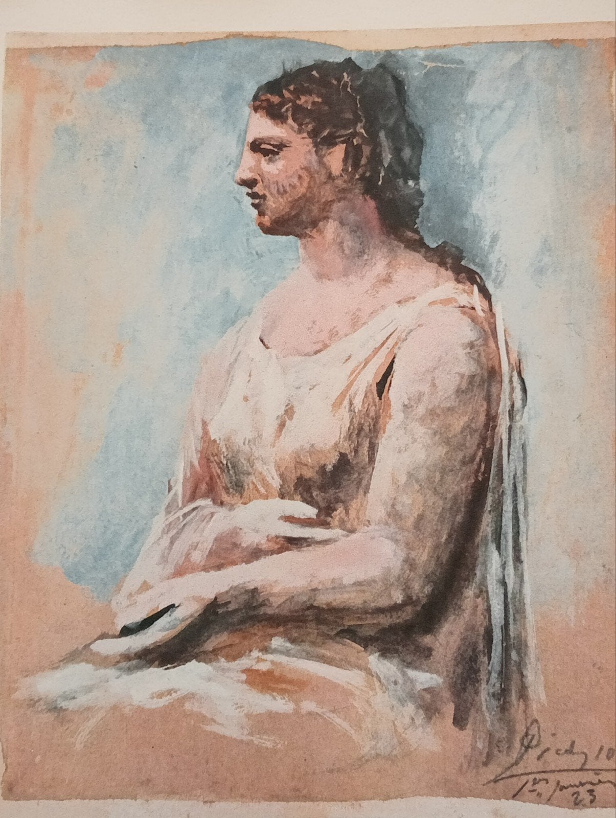 Pablo Picasso prent zittende vrouw, Ophalen of Verzenden, 1960 tot 1980, Gebruikt, Overige onderwerpen