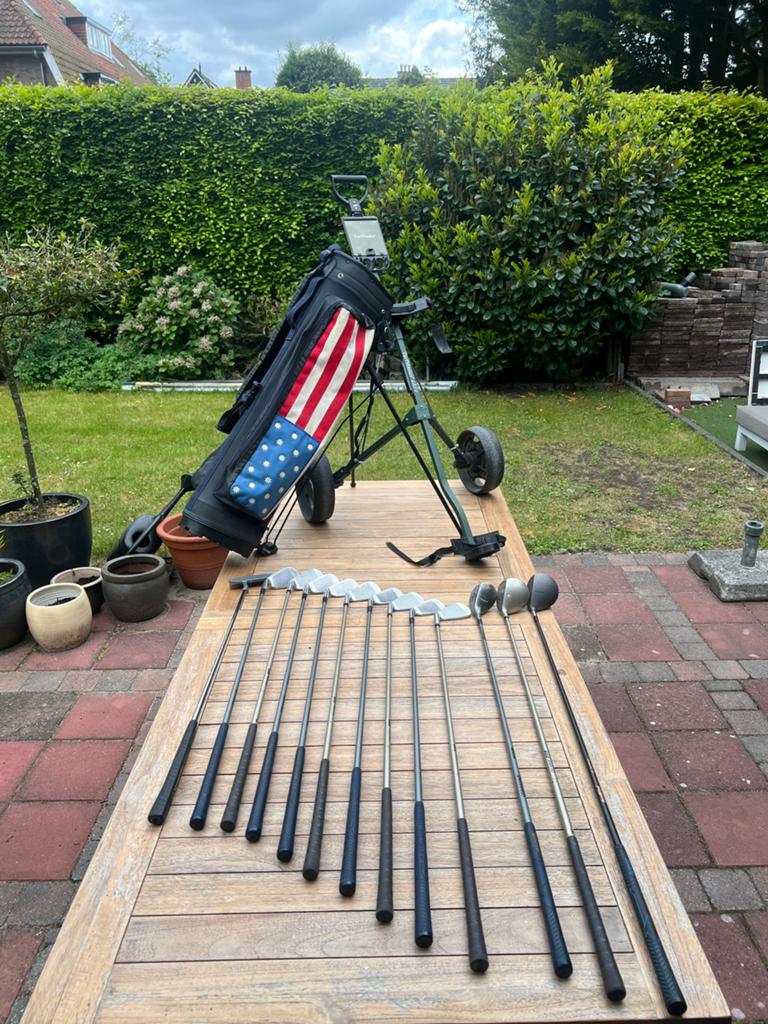 Beginner Golfset Cougar / Southbay + Tas & Karretje, Sport en Fitness, Golf, Gebruikt, Set, Ophalen