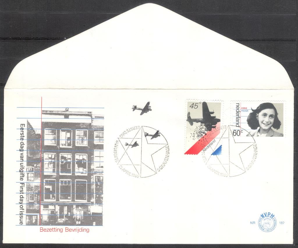 E182 - herdenking bevrijding 1980 / Anne Frank, Verzenden, Onbeschreven, Nederland