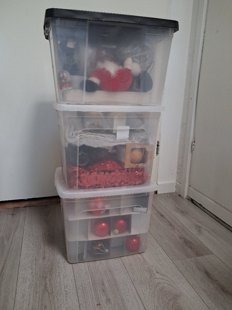3 kratten vol kerstspullen, Ophalen, Gebruikt