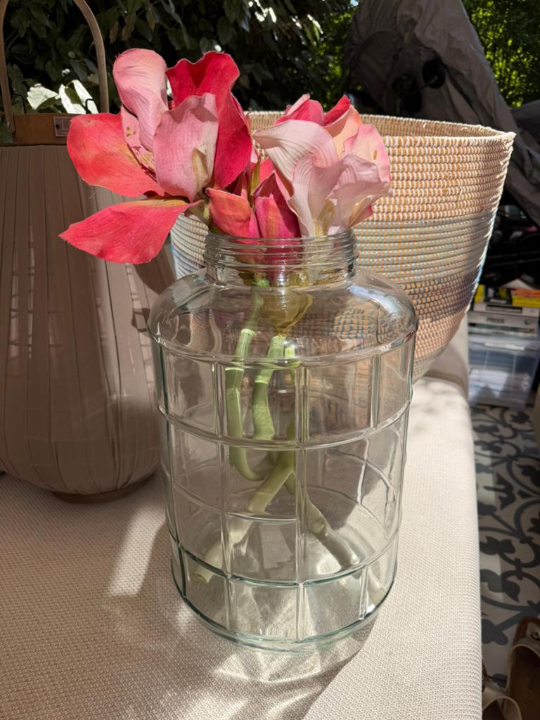 Lifestyle vaas met kunstbloemen decoratie set, Overige kleuren, Ophalen of Verzenden, Minder dan 50 cm, Glas