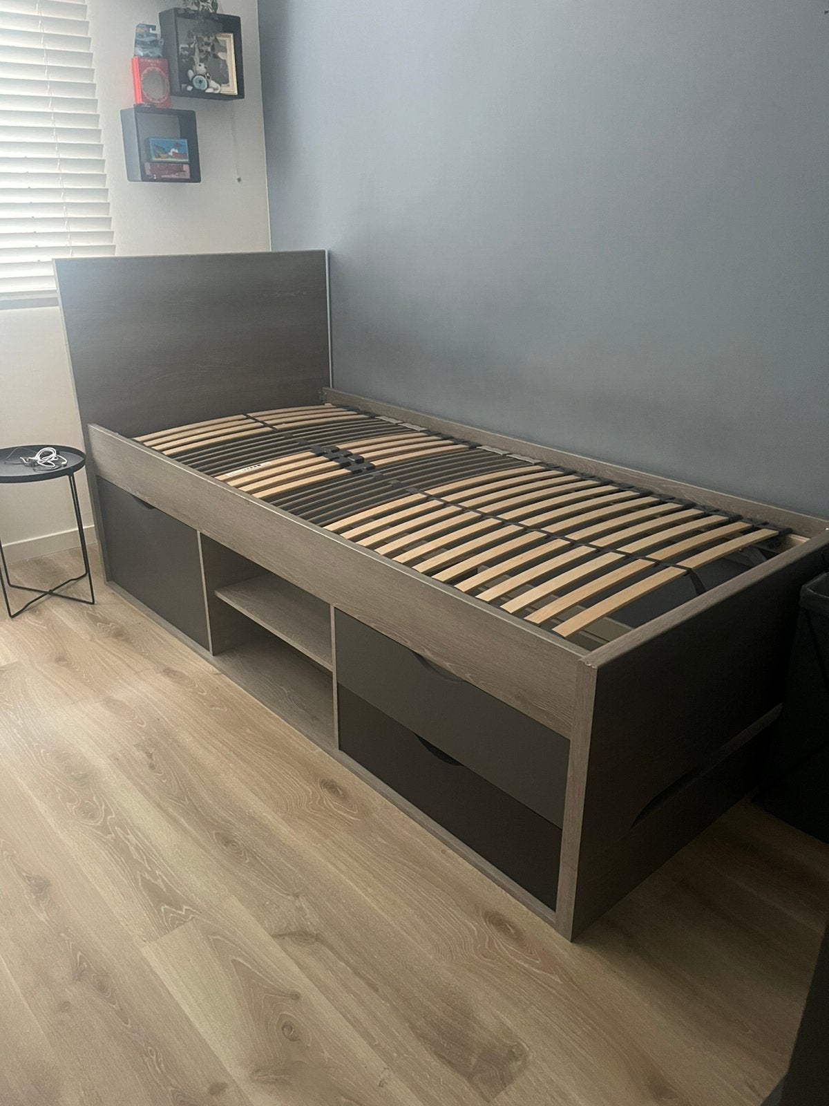 Stoer jongens bed. (200x100) +opbergruimte, Ophalen, Gebruikt, 200 cm, Grijs