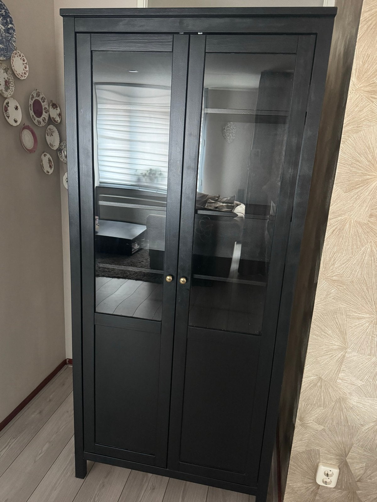 Ikea Hemnes Kast - Zwart met Gouden Knoppen, Ophalen, Gebruikt, 50 tot 100 cm, 150 tot 200 cm