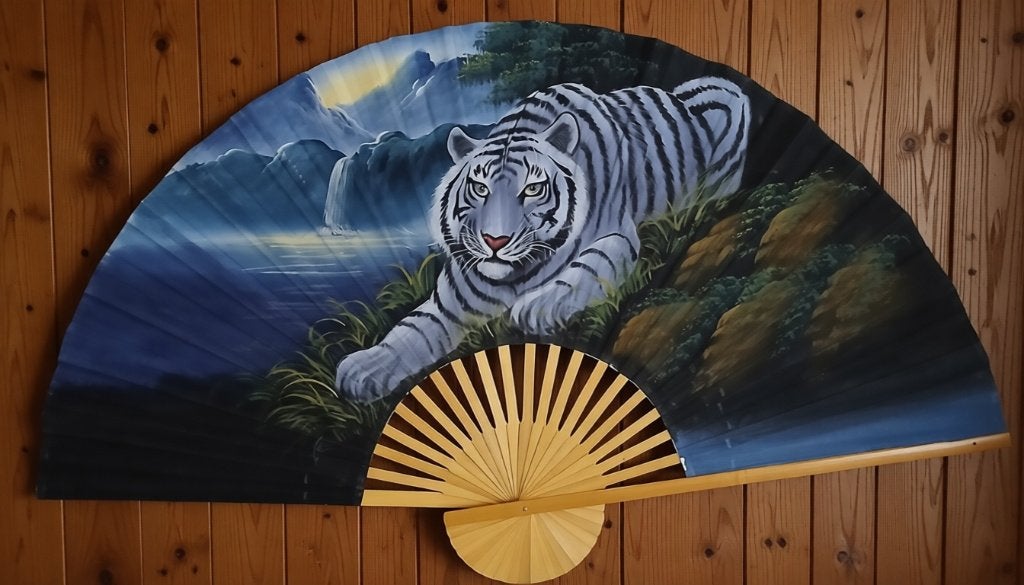 Waaier XXL tijger wit gratis bezorging, Oosters, Ophalen of Verzenden, Zo goed als nieuw, 150 cm