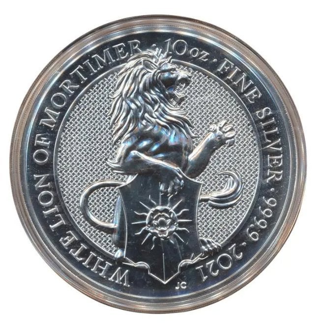 Verenigd Koninkrijk 10 ounce zilver 2021 White lion, Ophalen of Verzenden, Zilver